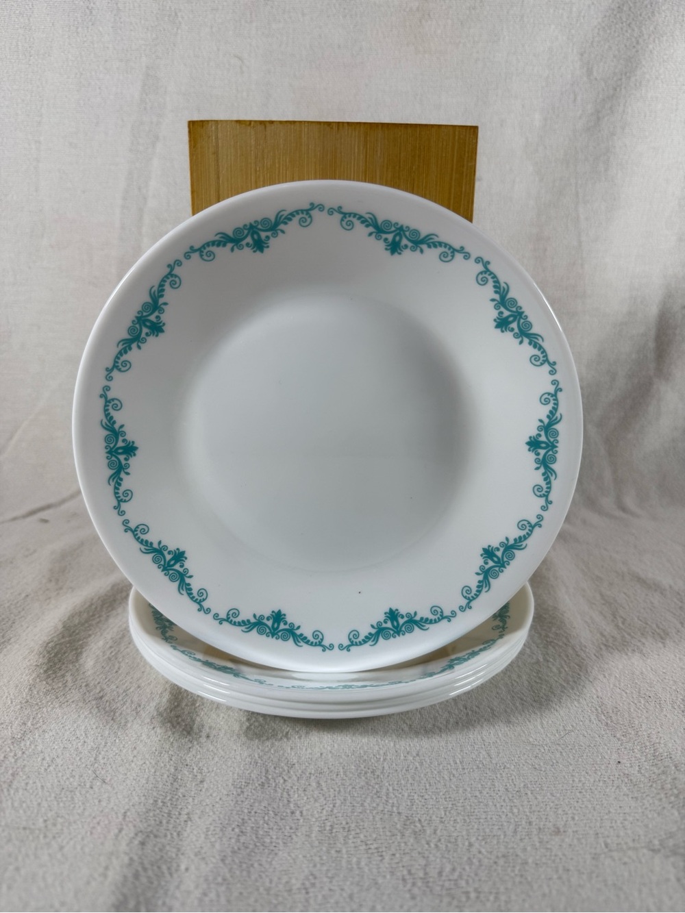 Corelle Garden Lace Turquoise and White 6.75” Dessert Bread Plates